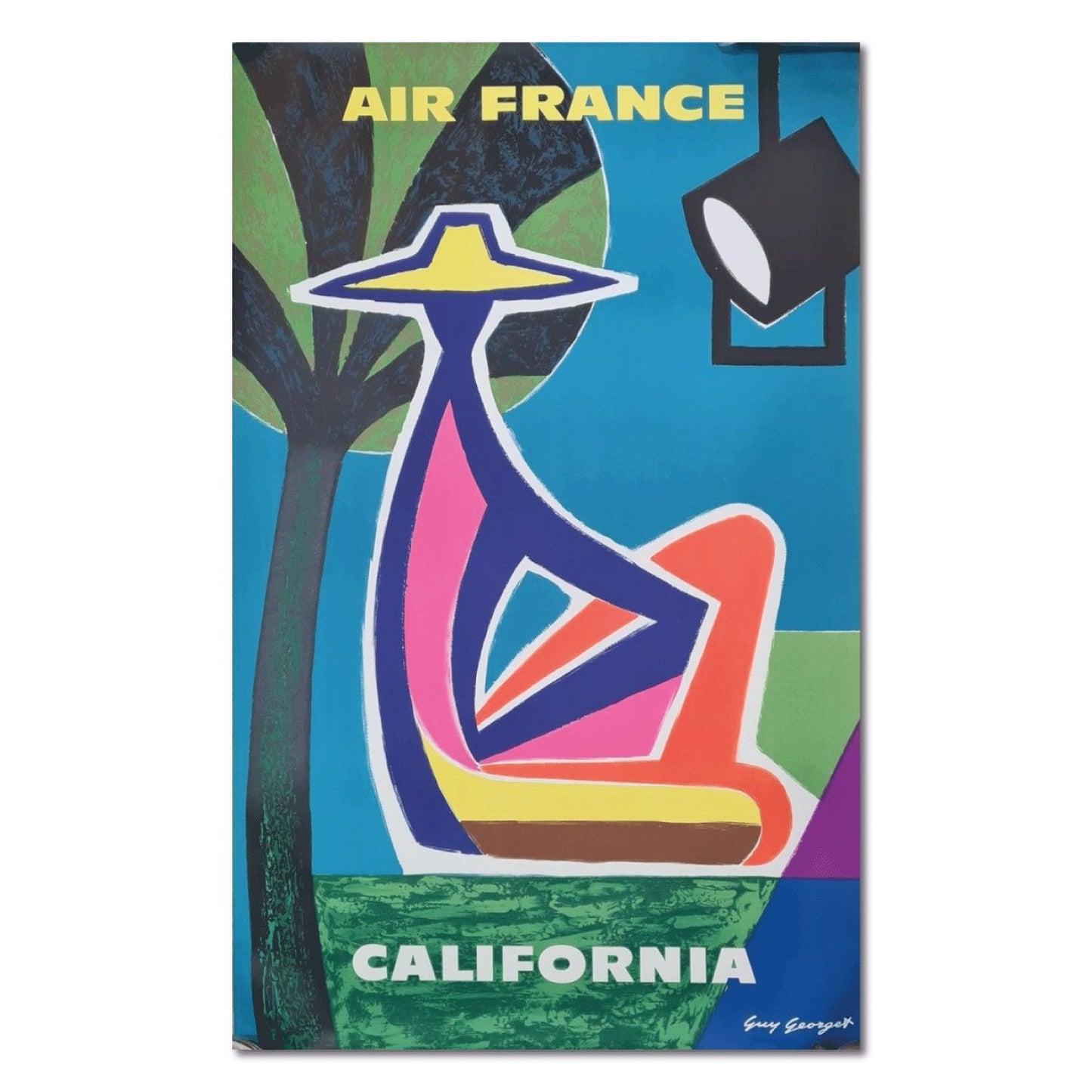 Air France California - Affiche ancienne de Guy Georget 1961 - Studio Monet